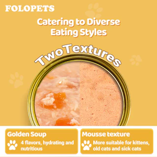 FOLOPETS แมวกระป๋อง 85g อาหารแมวซุปซุปแมวออร์แกนิกน้ําเกรวี่ขนมอาหารเปียกอาหารกระป๋อง