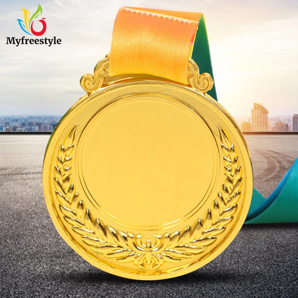 เหรียญรางวัลสีบรอนซ์เงินทอง 2 นิ้วพร้อมริบบิ้นคอ 1st 2nd 3rd รางวัลเหรียญรอบสําหรับเด็กการประชุมโรงเ