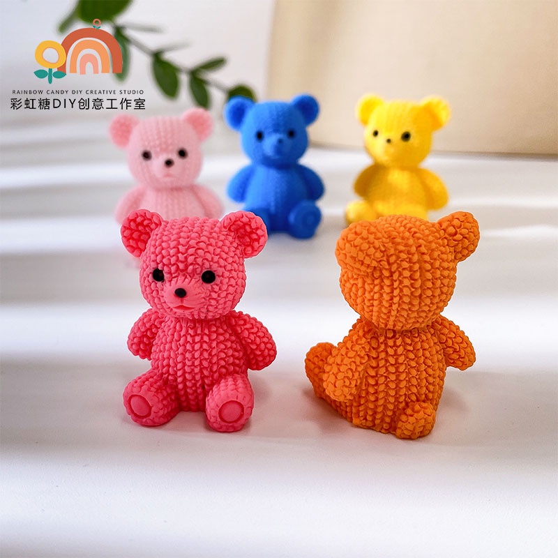 อุปกรณ์เสริมเครื่องประดับ มินิการ์ตูนสามมิติ สีทึบ หมีเรซิ่น สำหรับทำเองและขายส่ง