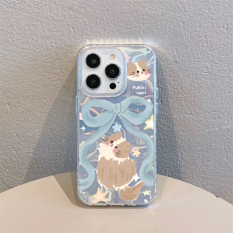 กรณีโทรศัพท์กันน้ำระลอกน้ำเรียบ king คันธนูและคิตตี้For iPhone11 13 15 14 12Pro Max 7 8PLUSเต็มหน้าจอระลอกน้ำกรณีโทรศ