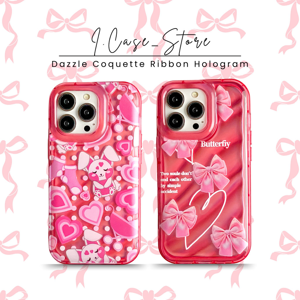 I.Case_Store 2 Dazzle 3D Wave Case Ribbon Motif Coquette ใช้งานร่วมกับ iPhone 7 8 Plus X Xr XsMax 11