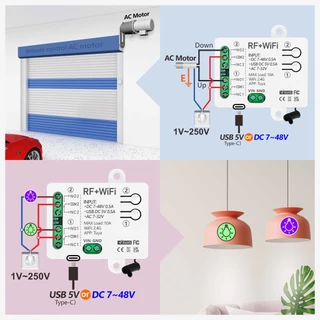 สวิตช์อัจฉริยะไร้สาย Tuya WiFi 2 ช่อง AC 12V 24V36V, DC12V 24V 48V รีเลย์ 2 ทาง รองรับ Alexa และ Google Home
