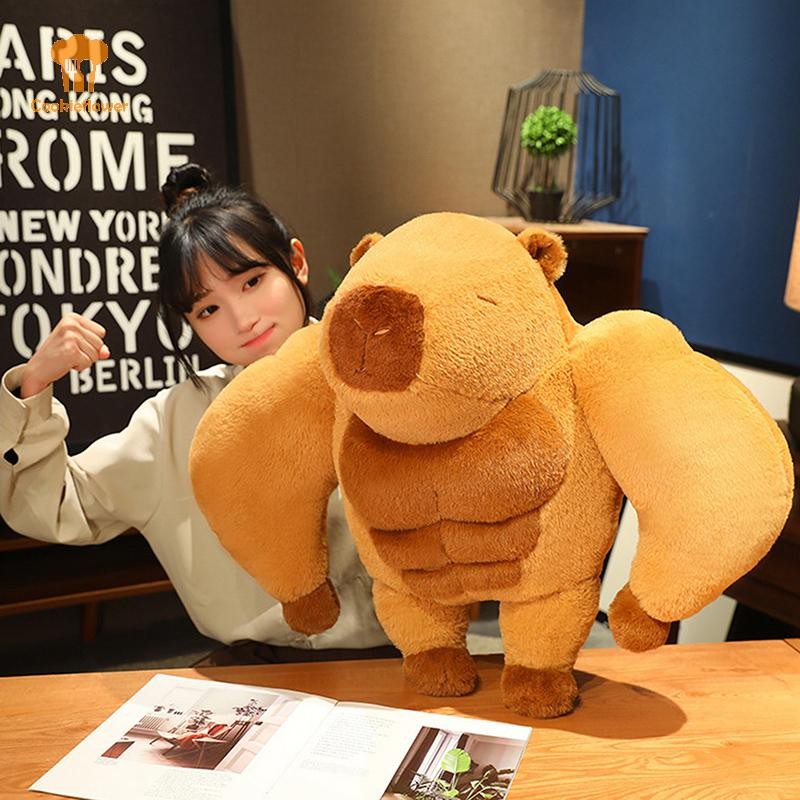 Ckfr สตรอเบอร์รี่หมวก Capybara ตุ๊กตาของเล่นเต่าจําลองกระเป๋าเป้สะพายหลัง Capibara ตุ๊กตาสัตว์จี้ตุ๊กตาของเล่นตุ๊กตาตุ๊กตาเด็กของขวัญใหม่