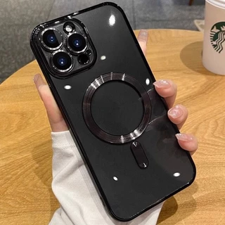 สําหรับ IPhone 11 15 16 Pro Max เคสไอโฟน 12 14 13 promax ชาร์จแบบไร้สายได้ เคสโทรศัพท์มือถือแบบนิ่ม ใส กันกระแทก หรูหรา