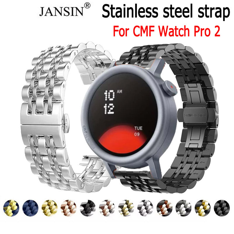 สแตนเลสสตีลสําหรับ CMF Watch Pro 2 สร้อยข้อมือสําหรับนาฬิกา cmf watch pro2 สายโลหะ