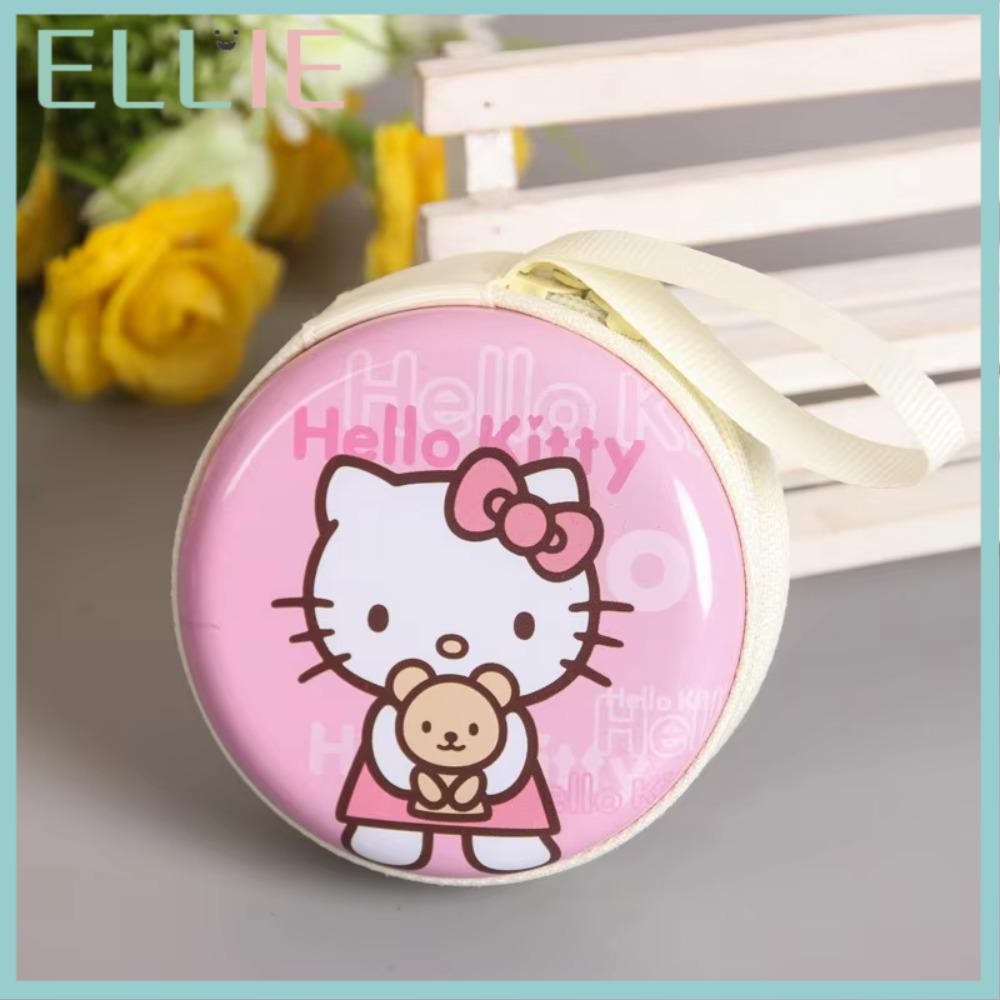 Ellie กระเป๋าใส่เหรียญ Sanrio,การ์ตูนแฟชั่นกระเป๋าใส่เหรียญ Hello Kitty,กระเป๋าชุดหูฟังบลูทูธมีซิปกระเป๋าเก็บสายเคเบิลข้อมูล Kawaii