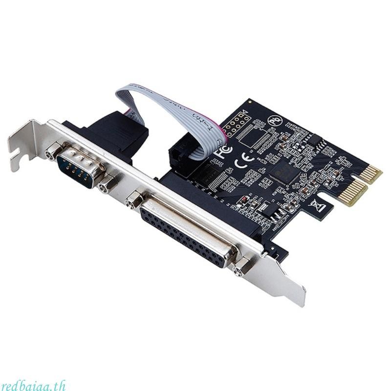Redbaiaa PCI Express RS232 Serial Port COM DB25 เครื่องพิมพ์พอร์ตขนาน LPT การ์ดขยายอะแดปเตอร์แปลง