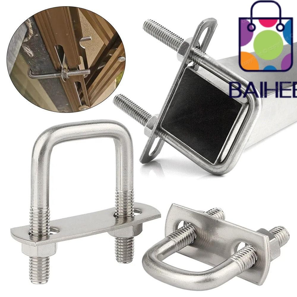 Baihee 2 ชุดท่อ U-Clamp, พร้อม Baffle Screw Square Clamp, M6 304 สแตนเลสมุมขวา U-Bolt Squa Bolt