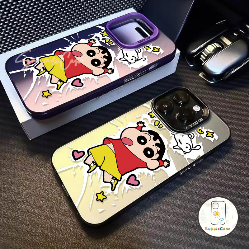 น่ารัก เคส ชินจัง เคสไอโฟน สำหรับ IPhone 13 11 14 12 15 16 Pro Max 8Plus 7Plus XR X XS Max 7 8 15 Plus SE เรียบง่าย เคส