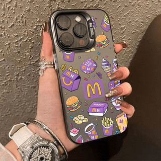 🔥เคสโทรศัพท์แอปเปิ้ล🔥ป้องกันการชนกันป้องกันสกปรก for IPhone11 12 13 14 15ProMax XS X XR7 8 14Plus กล่องสีม่วงแมคโดนัลด์