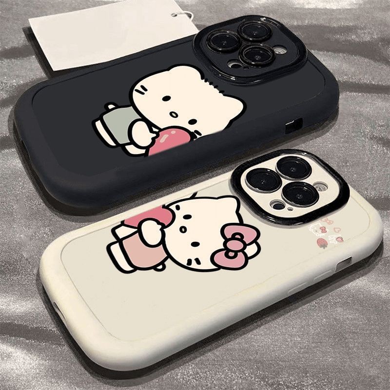 ใหม่! Softcase Hell0kittyคู่น่ารักเคสโทรศัพท์คู่ความงามกรณีเข้ากันได้สําหรับIPhone 13 11 7 8 6S X XS