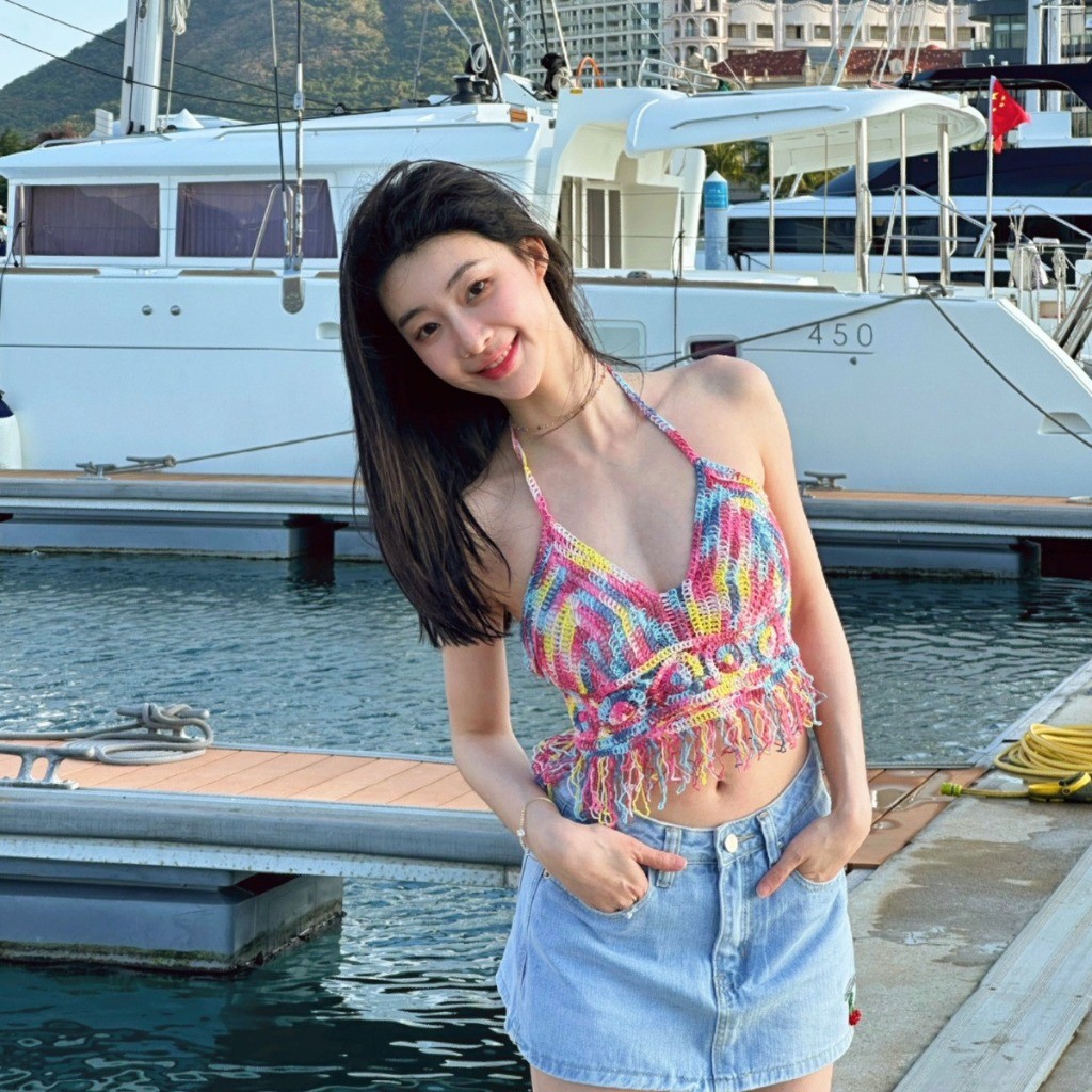 เสื้อถัก บิกินี่ ถัก บราถักไหมพรม บราไหมพรม ส่งเร็ว summer - รูปที่ 2