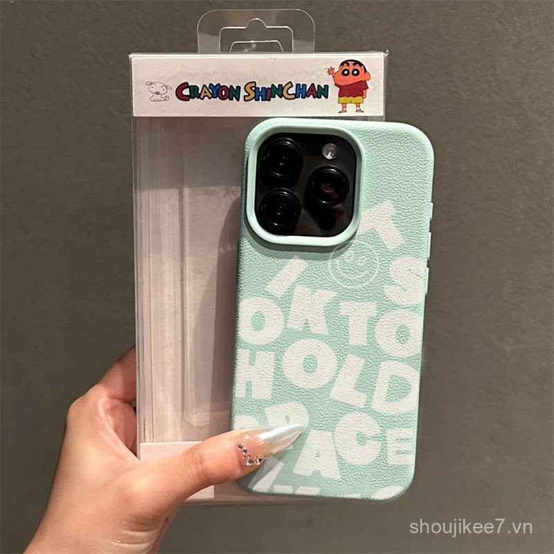 IPhone 14Pro White Brocade Texture Smiley Face English XA3O