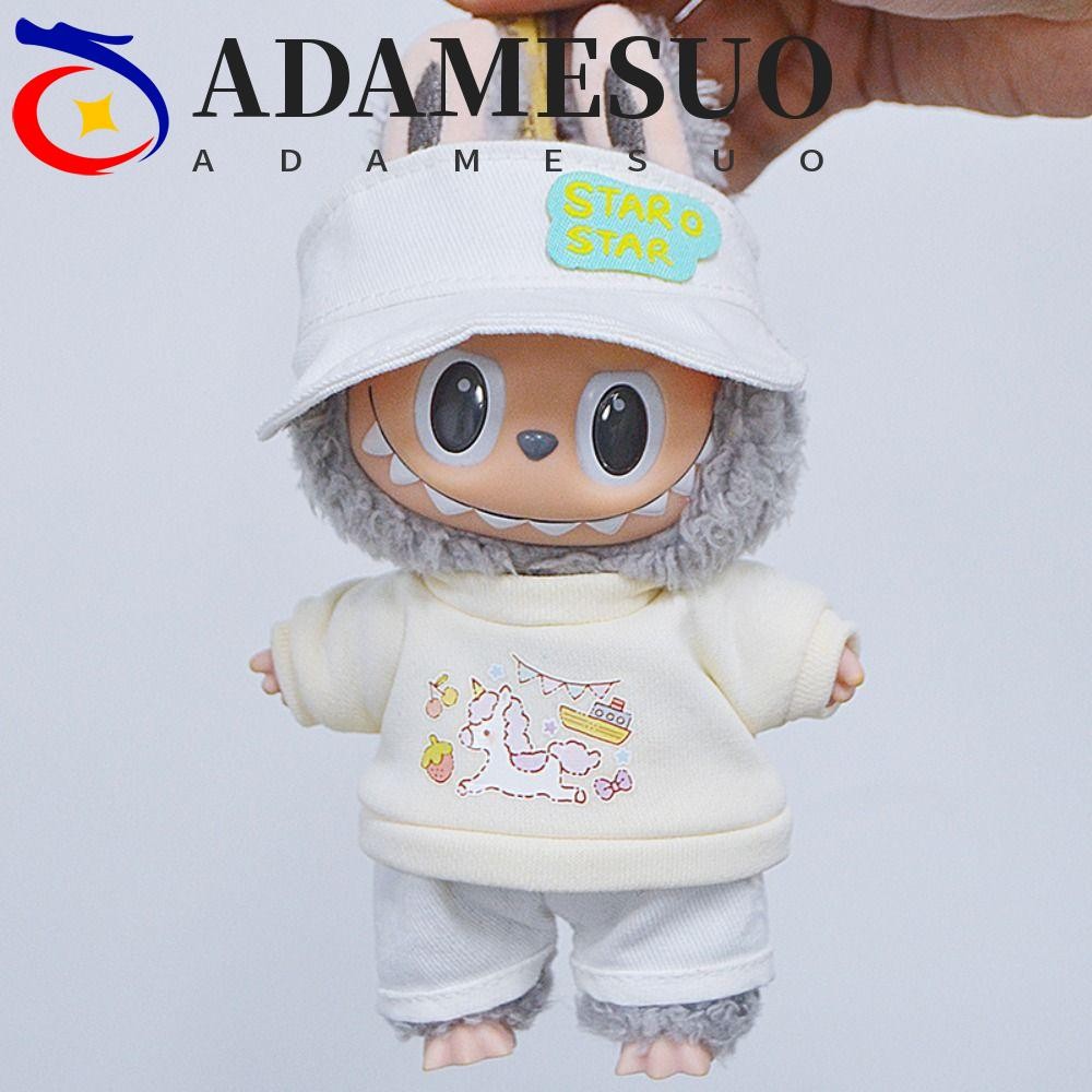 Adamesuo 1 ชุด Labubu Time เสื้อผ้า, ตุ๊กตาเสื้อผ้าของเล่น 17 ซม.ผ้าฝ้ายตุ๊กตาเสื้อผ้า, น่ารัก Mini ชุดกีฬา Labubu ตุ๊กตา Plush เสื้อผ้าของขวัญวันเกิด