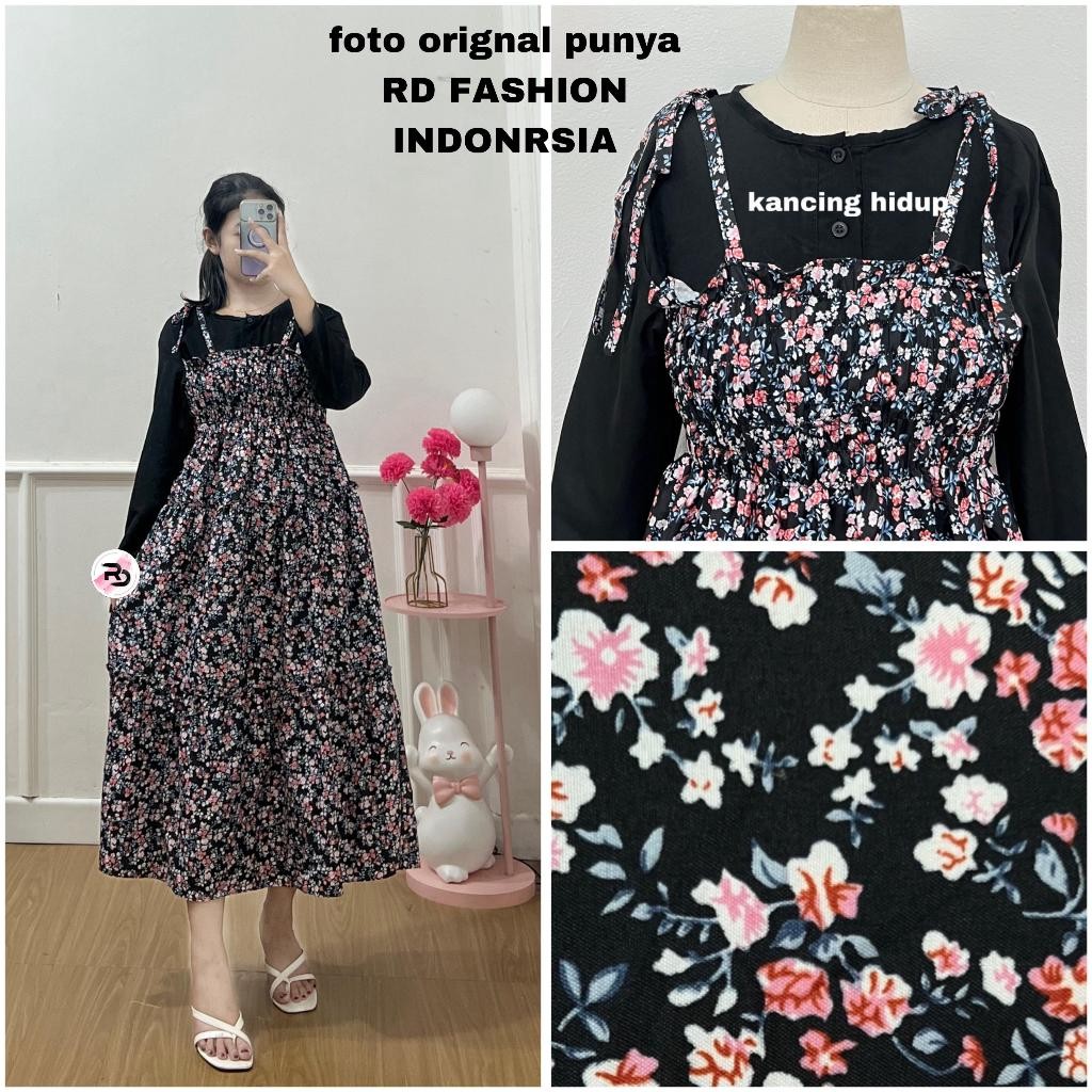 TYPESO LONG SLEEVED SMOCKED DRESS / BUSUI FRIENDLY FLOWER MOTIF DRESS