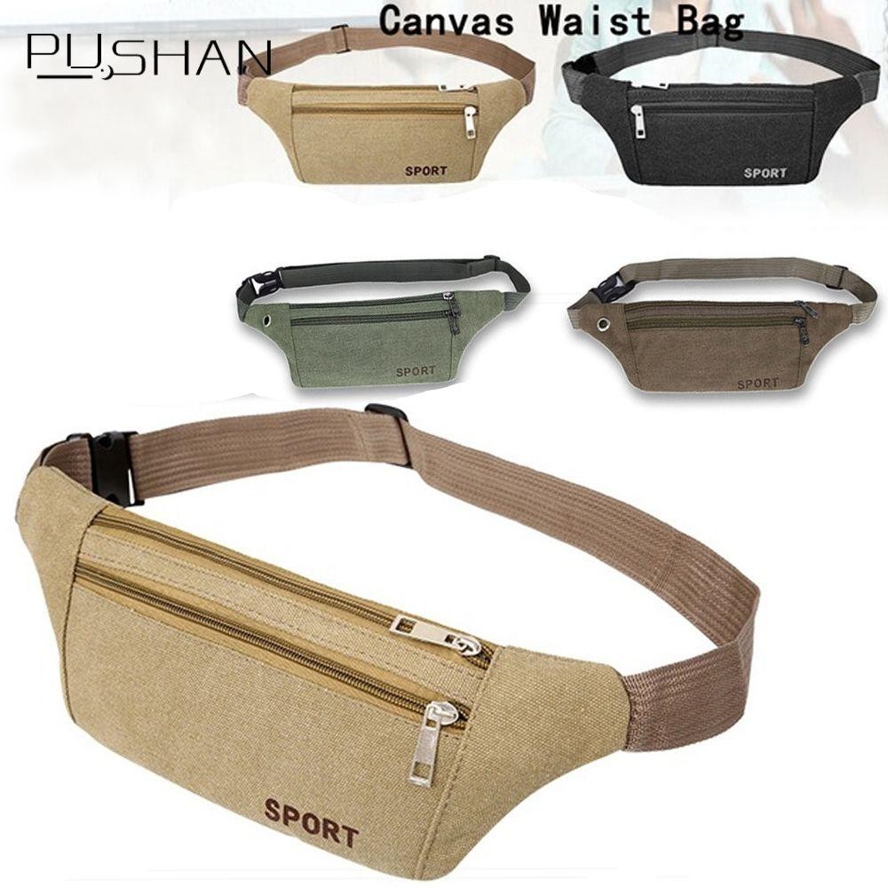 PUSHAN กระเป๋าคาดเอวกระเป๋าผู้ชาย Satchel Storage Bag กระเป๋าเข็มขัดผ้าใบ