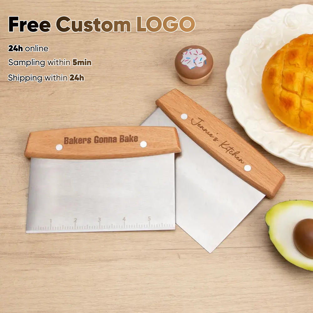 ฟรีส่วนบุคคลไม้แป้ง Scraper ที่กําหนดเองเครื่องตัดแป้ง Pastry Chopper ของขวัญสําหรับห้องครัวสําหรับ Bakers