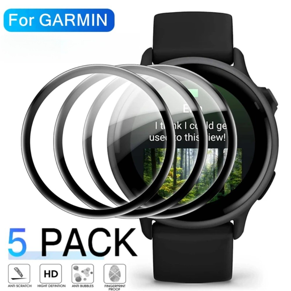 Full Coverage Screen Protector 3Dขอบโค้งHDฟิล์มป้องกันสําหรับGarmin Vivoactive Vivosmart Vivomove Vivoactive 4 4S 5 6 แนวโน้มกีฬา