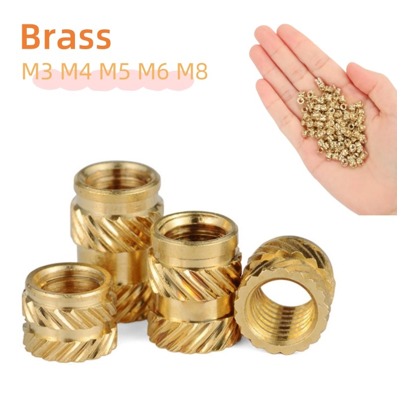 M3 M4 M5 M6 M8 ทองเหลือง Double Twill ด้าย Embedment Nut Hot Melt ใส่ Knurled Nut ใส่ NUT สําหรับ 3D ชิ้นส่วนเครื่องพิมพ์