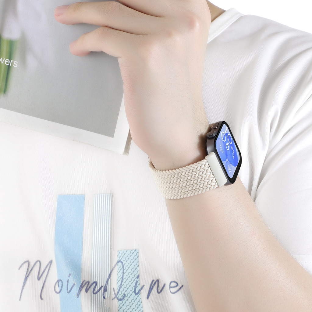 สายไนล่อนถัก for Huawei Watch Fit 4 /Huawei Watch Fit 4 Pro /Huawei Watch Fit 3 กีฬาอ่อนแม่เหล็กหัวเข็มขัดลมหายใจวง - รูปที่ 3