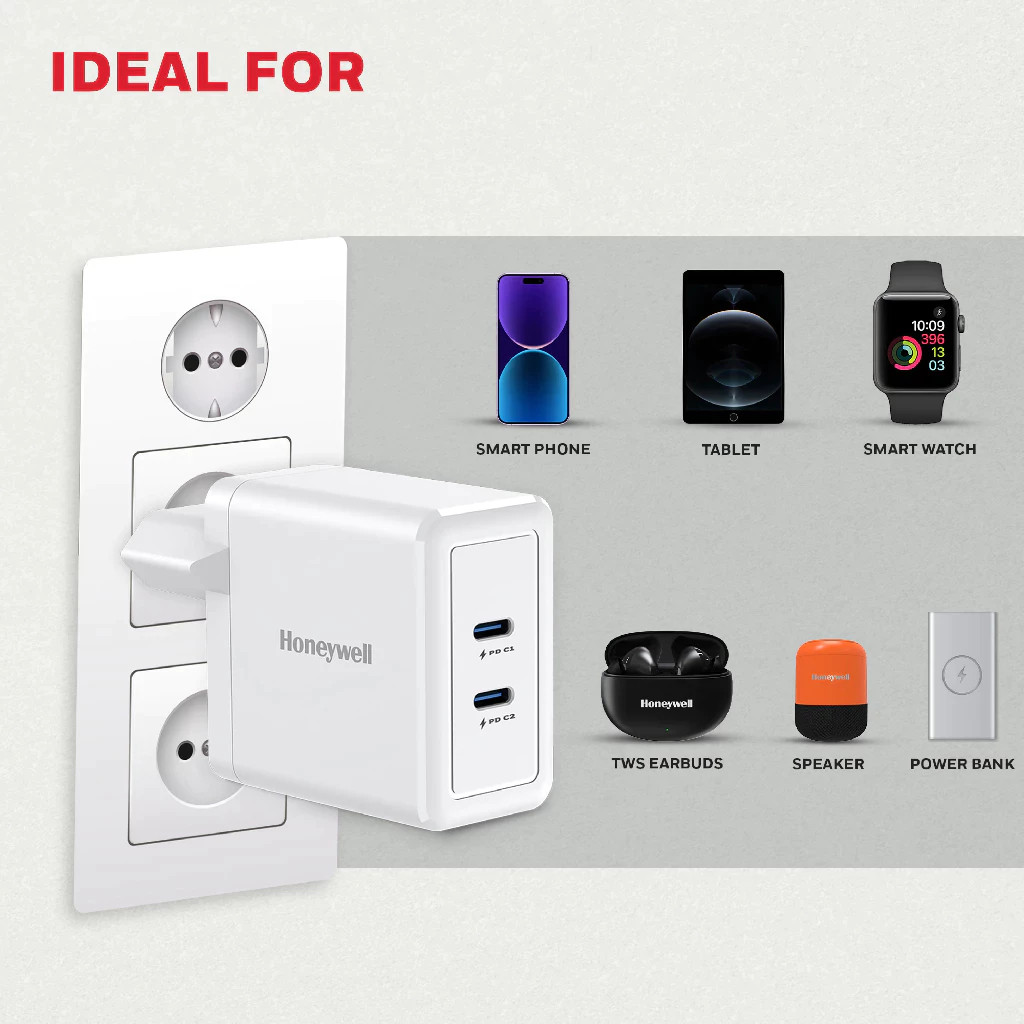 Honeywell Zest Charger - GaN 45W อะแดปเตอร์ USB Type C หัวชาร์จเร็วสำหรับ iPhone Fast Charge 20V PPS