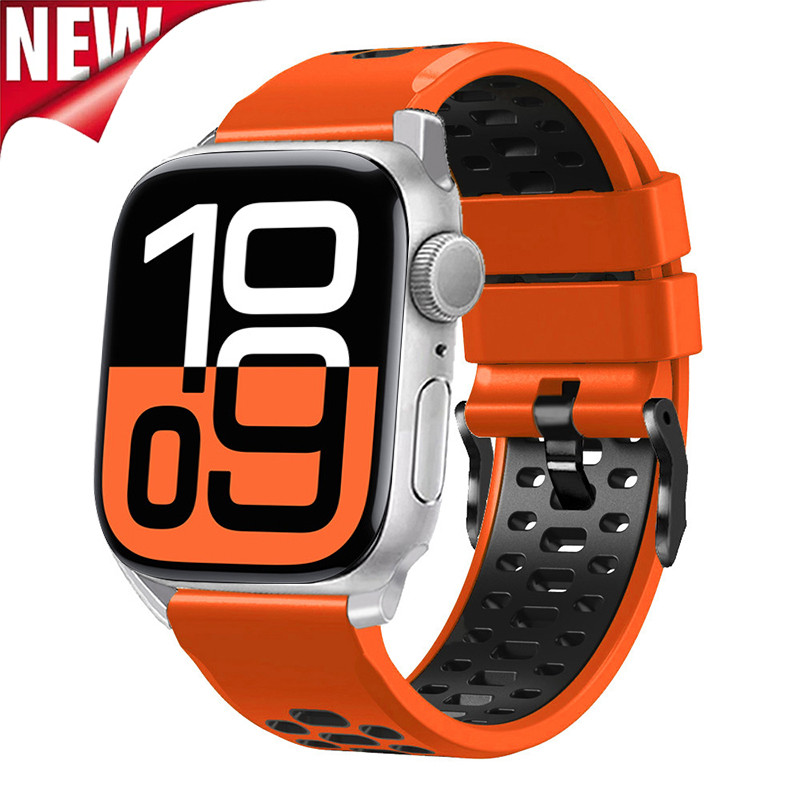 Two Tone Breathe Sport Strap สายซิลิโคนสําหรับ Apple Watch Ultra 2 49 มม.46 มม.45 มม.44 มม.42 มม.Iwatch Series 10 9 8 7 6 5 SE