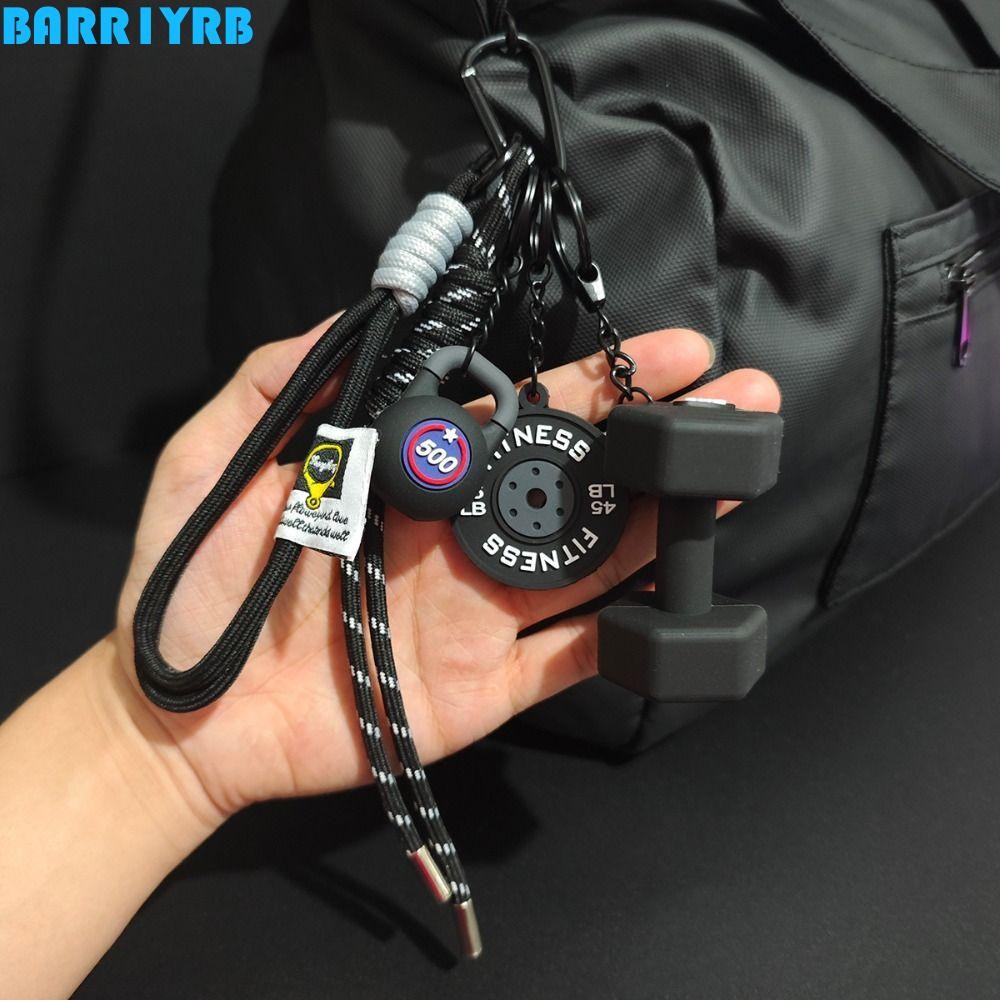 BARR1YRB พวงกุญแจเคตเทิลเบลจําลอง, หัวเข็มขัดรูปตัว D พวงกุญแจดัมเบลใหญ่ที่ถอดออกได้, แผ่น Barbell สร้างสรรค์ชุดฟิตเนสจี้ฟิตเนสคน