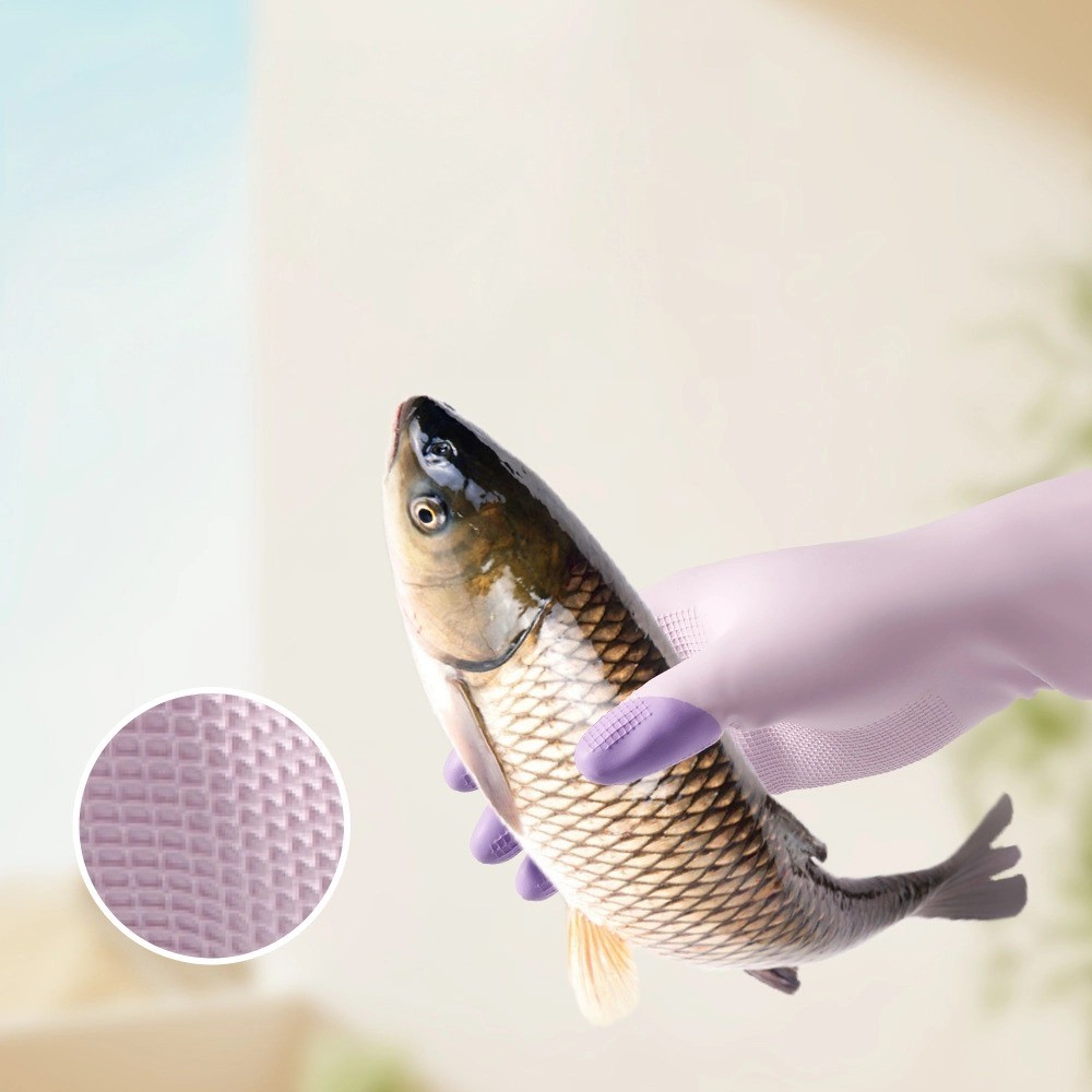 ถุงมือล้างจาน ซิลิโคน - มีหลายสีให้เลือก - แนบสนิท ป้องกันมือ ไม่ทำลายง่าย G3430 - รูปที่ 2