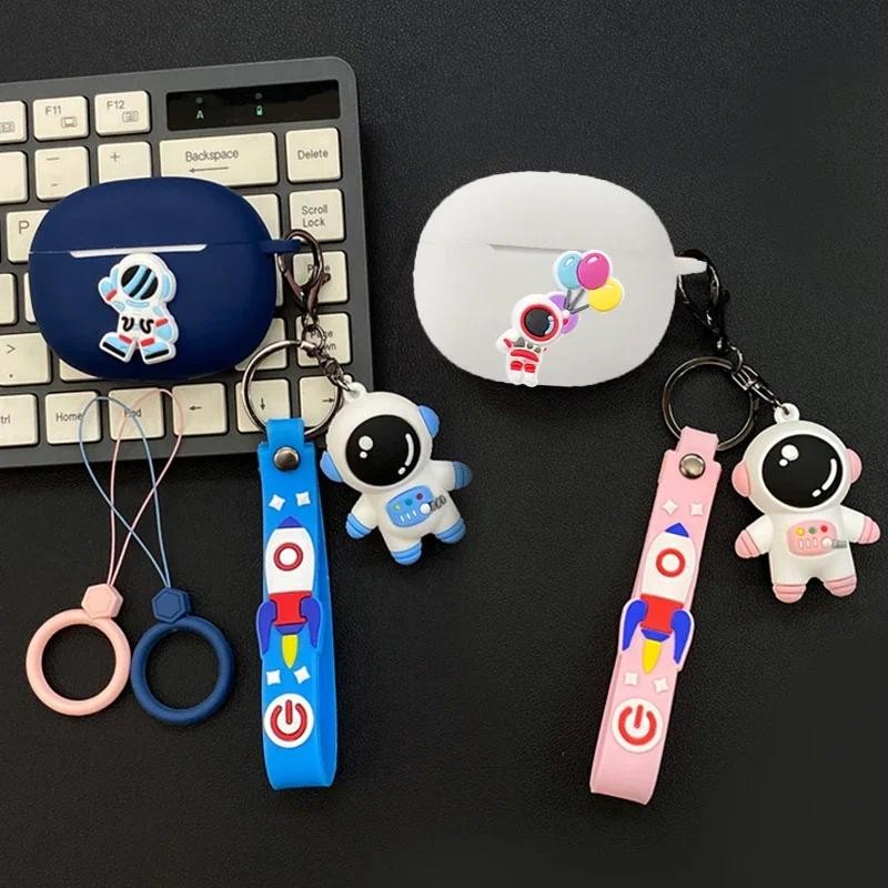 สําหรับrealme Buds T01 T100 T110 T300 T310 กรณีการ์ตูนนักบินอวกาศซิลิโคนหูฟังป้องกันสําหรับRealme T3