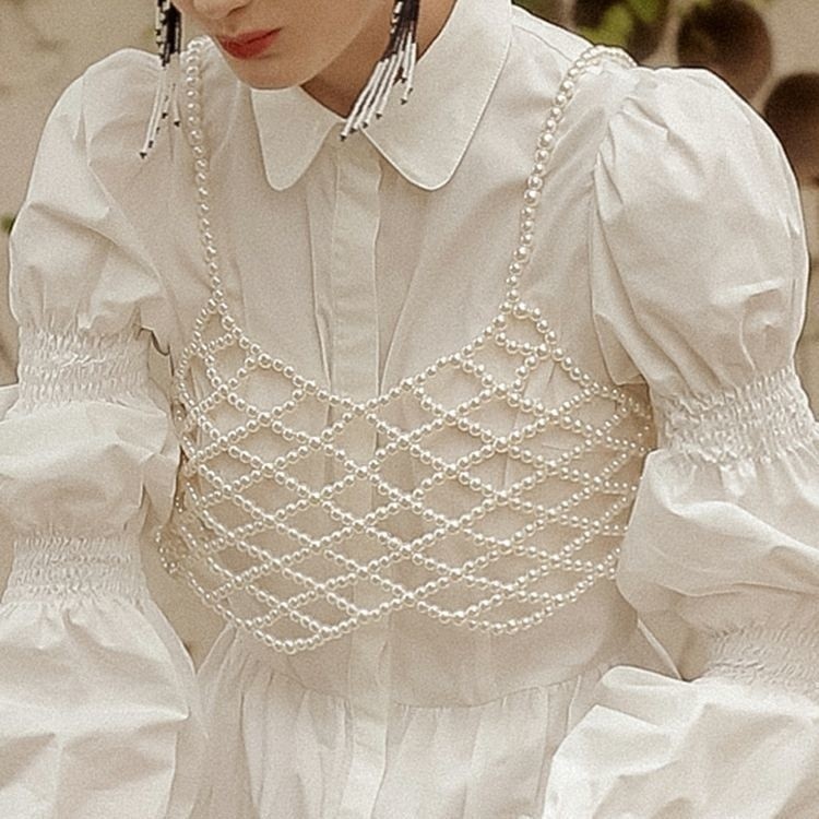 สลิงมุกฝรั่งเศสทอมือมุกเมฆไหล่เสื้อกั๊ก