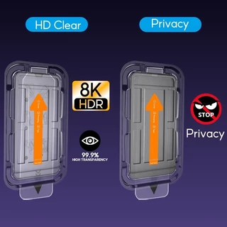 ทำความสะอาดฝุ่นโดยอัตโนมัติ ฟิล์มกระจก iphone สำหรับ11 15 14promax ติดง่าย แบบเต็มจอ HD 13/12/15plus/8/7plus/XR#