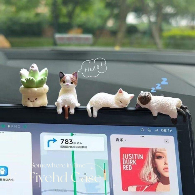 ตุ๊กตา DIY แมวน่ารักสําหรับเคสโทรศัพท์ที่วางรถกระจก Ins Korea Kitty อุปกรณ์ตกแต่ง