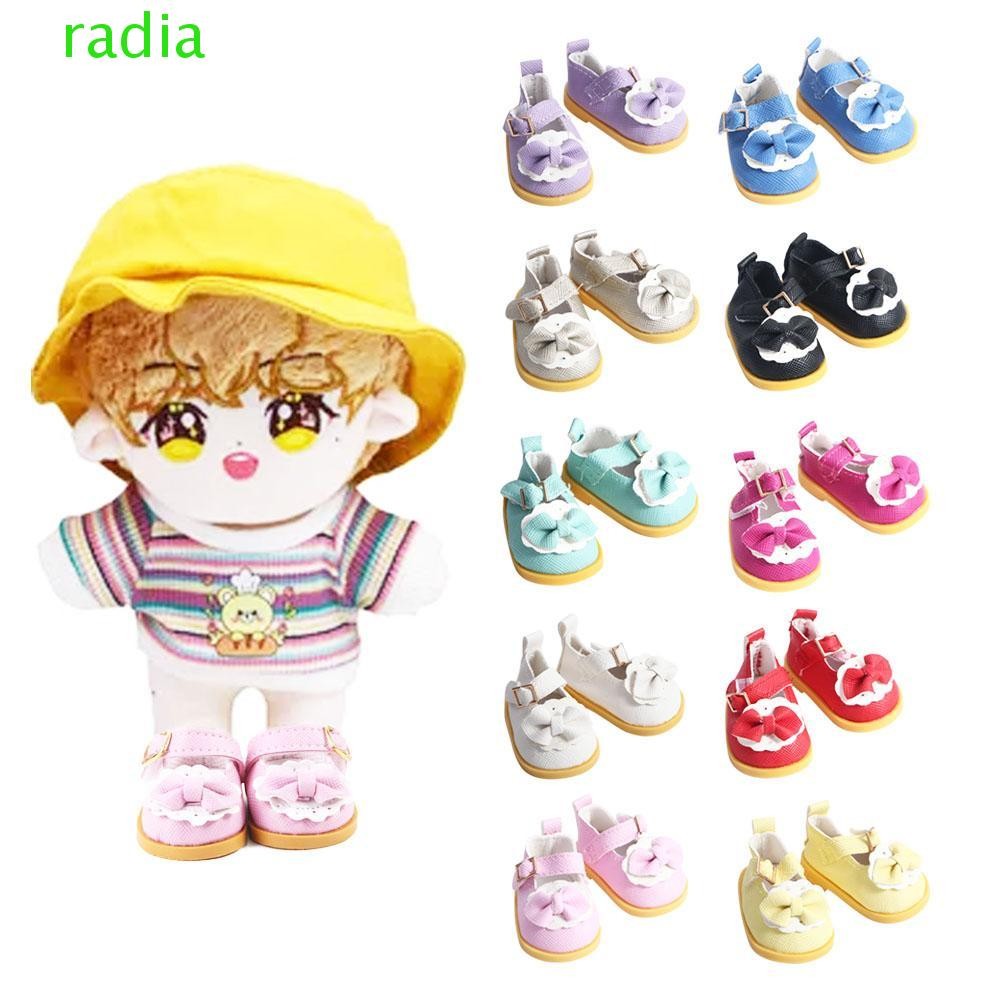 Radiantzap รองเท้าตุ๊กตา 5 ซม.โบว์น่ารัก PU หนังผ้าฝ้ายตุ๊กตาอุปกรณ์เสริม