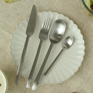 HERA เคลือบด้าน ชุดช้อนส้อม สแตนเลส มีดสเต็ก ช้อนกาแฟ Matte Stainless Steel Cutlery Set Spoon Fork