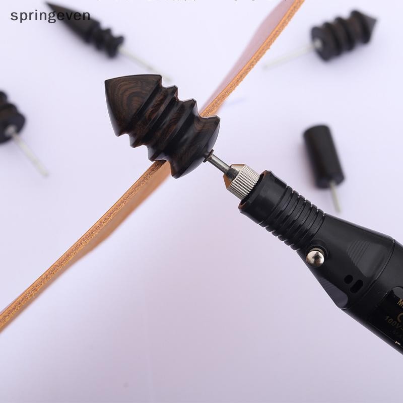 [springeven] แท่งขัดหนังไม้มะเกลือสีดํา Burnisher, เครื่องมือเลื่อนขอบหนัง, ปลายขัดไฟฟ้า DIY ชุดโรตารี่สต็อกใหม่