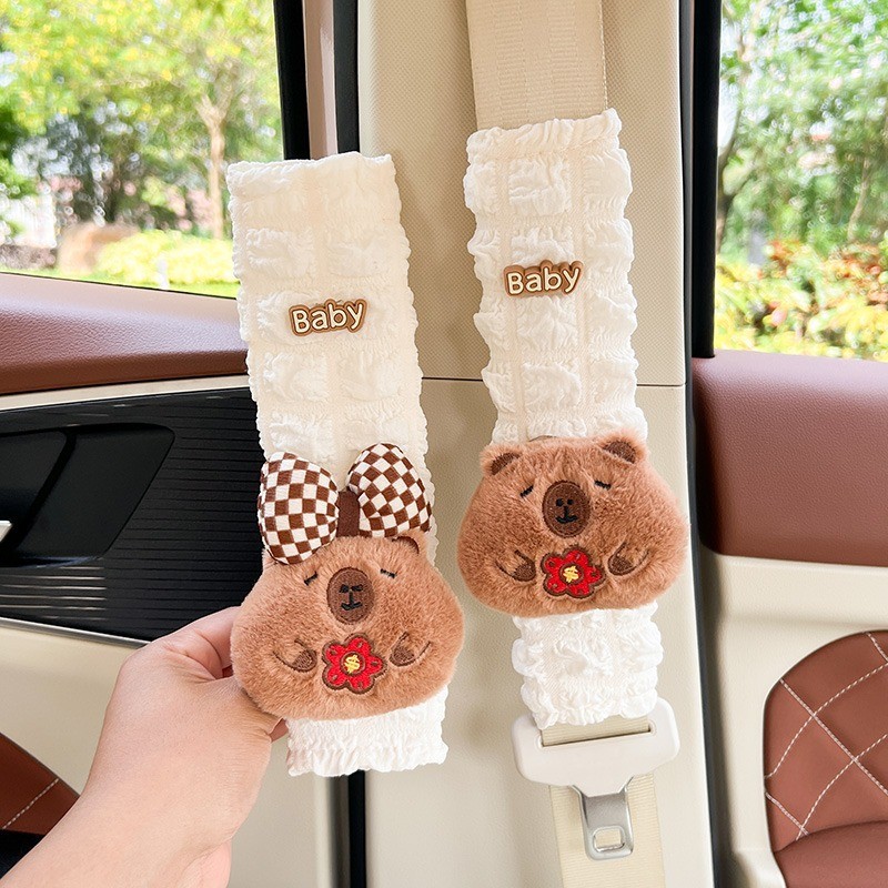 ปลอกหุ้มเข็มขัดนิรภัยรถยน Capybara ลายการ์ตูนน่ารัก สายคล้องไหล่ ที่หุ้มเข็มขัดนิรภัยรถยนต์ อุปกรณ์เสริมภายในรถยนต์ - รูปที่ 4