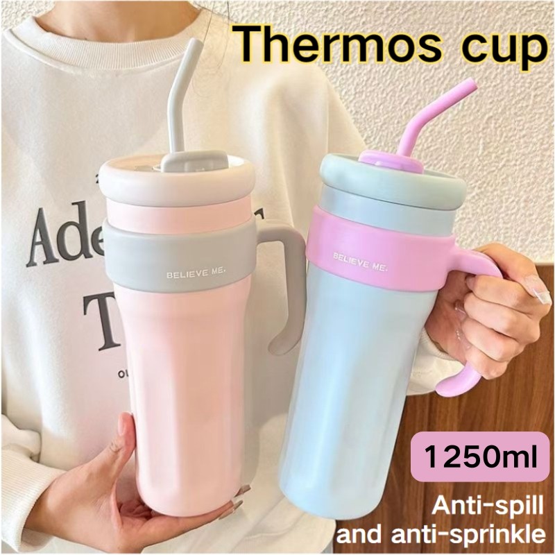 แก้วเก็บความเย็น กระติกเก็บความเย็น สเตนเลส 316 มีฉนวนกันความร้อน ความจุขนาดใหญ่ แบบพกพา พร้อมหลอดดูด สําหรับบ้าน ออฟฟิศ