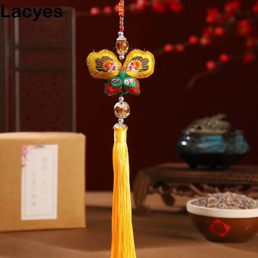Layes เครื่องประดับซองผีเสื้อ,เย็บปักถักร้อยหัตถกรรม Handmade เทศกาลเรือมังกร Mugwort ซอง, พู่ซองจี้รูปผีเสื้อสไตล์โบราณซองรถจี้ห้องนอน