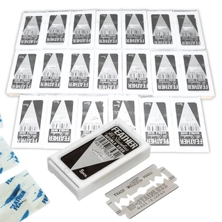 ใบมีดโกน Feather มีดโกนหนวด ใบมีดโกนขนนก 2 คม กล่องแดง ยกกล่อง100 ใบ บางเบา โกนเกลี้ยง พร้อมส่ง