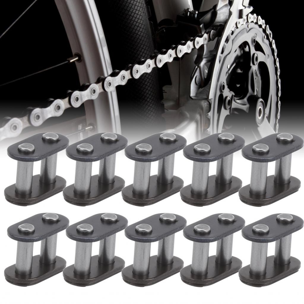 T8f เหล็ก WearResistant Chain Master Link 10 ชิ้นตัวเชื่อมต่อสําหรับจักรยานน้ําหนักเบาเปลี่ยนโดยตรง 