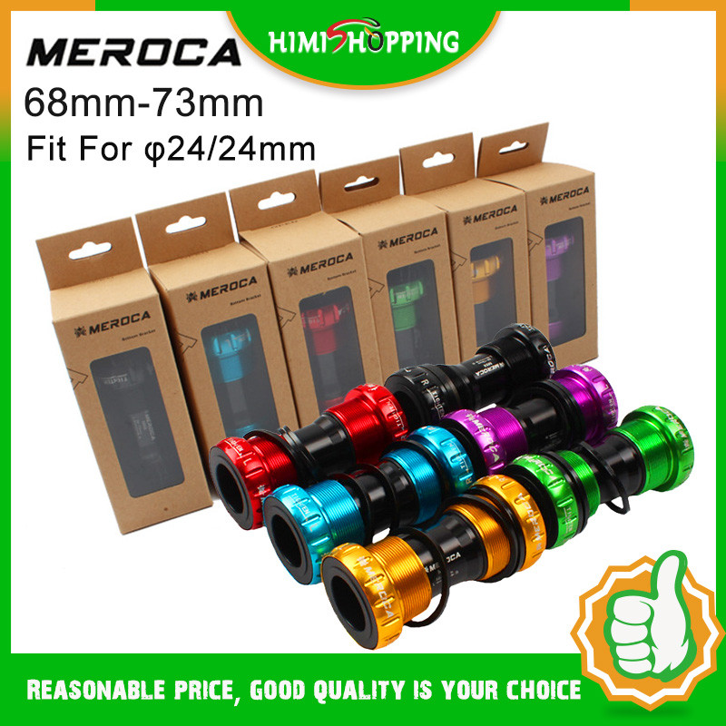 Available1PC Meroca MTB Bike Bottom Bracket BB 68-73mm Bicycle Thread Type Ø24mm ผ่านเพลา Screw-in Spiral Center Axle สําหรับชิ้นส่วนจักรยาน Shimano