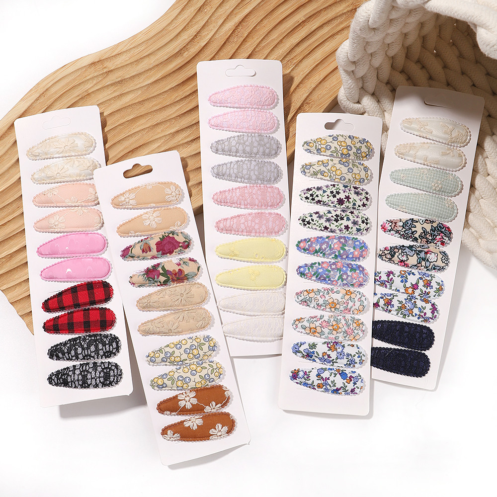 10 ชิ้น/เซ็ตเย็บปักถักร้อยพิมพ์ Snap กิ๊บติดผมสําหรับสาวเด็ก BB Hairpins Barrettes สําหรับเด็กทารกแรกเกิดอุปกรณ์เสริมผมของขวัญ