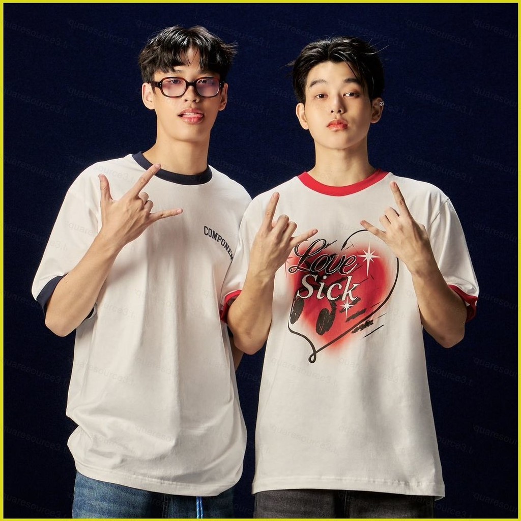 Squ3 Love Sick 2024 COMPONENT PHOP KRIT Pun No เสื้อยืดฤดูร้อน star Short Sleeve Top