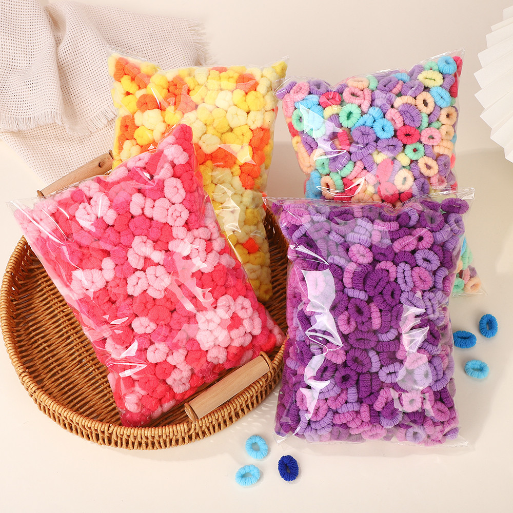 300ชิ้นเด็กวงผมยืดหยุ่นสาวผมที่มีสีสันผูกผู้ถือผมหางม้ายางรัดขนาดเล็ก ส กรุบกรอบ เด็กอุปกรณ์ผม