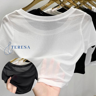 เสื้อครอปแขนสั้นผู้หญิงใส่สบาย ทรงสั้น สไตล์แคชชวล