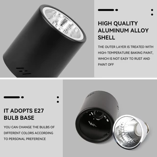 3 สี LED ดาวน์ไลท์ Pin light พื้นผิวติดตั้งโคมไฟเพดาน spot light E27 เปลี่ยนหลอดไฟรอบห้องนอนห้องนั่งเล่น home light