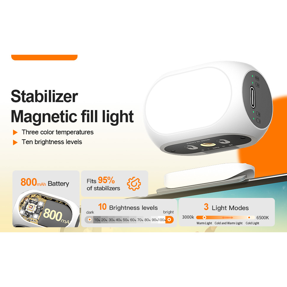 XT-XINTE Stabilizer ไฟเติมแม่เหล็ก การถ่ายภาพ ไฟพ็อกเก็ตแม่เหล็ก