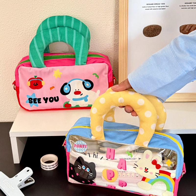 COD กระเป๋าเครื่องสำอาง ฟังก์ชั่นหลากหลาย แบบพกพา ความจุสูง รูปแบบน่ารัก กระเป๋าใส่ปากกาใสขนาดใหญ่ - รูปที่ 7