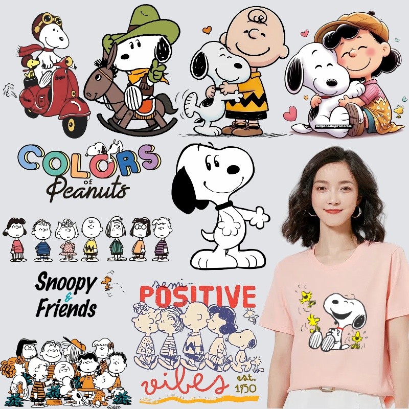 ใหม่! สติกเกอร์ปั๊มร้อน Snoopy สำหรับการถ่ายเทความร้อน ซักผ้า และตกแต่งผ้า