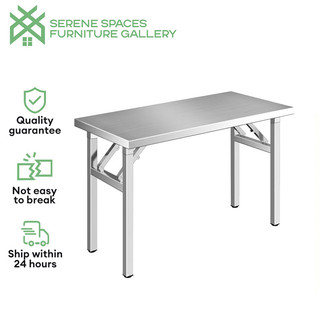 Serene Furniture Water Proof Stainless Steel Folding Table Heavy Duty kitchen Dining Table Living Room Foldable Table